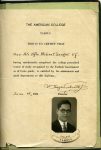 Mehmet Sungur Ef. TAC Diploması 1934